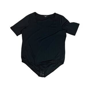 Lane Bryant Fitted Short-Sleeve Scoop Neck Bodysuit Black Womens Size 18/20